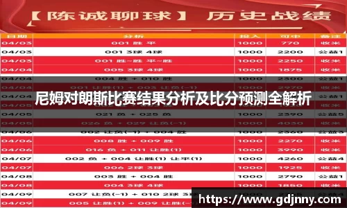 尼姆对朗斯比赛结果分析及比分预测全解析